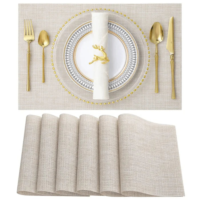 Conjunto de Jogos Americanos em Tecelagem de Bambu Vivelle, design luxuoso, resistente e fácil de limpar, ideal para decoração da mesa de jantar