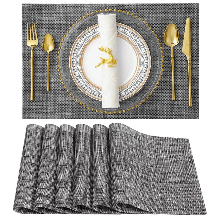 Conjunto de Jogos Americanos em Tecelagem de Bambu Vivelle, design luxuoso, resistente e fácil de limpar, ideal para decoração da mesa de jantar