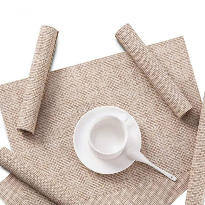 Conjunto de Jogos Americanos em Tecelagem de Bambu Vivelle, design luxuoso, resistente e fácil de limpar, ideal para decoração da mesa de jantar