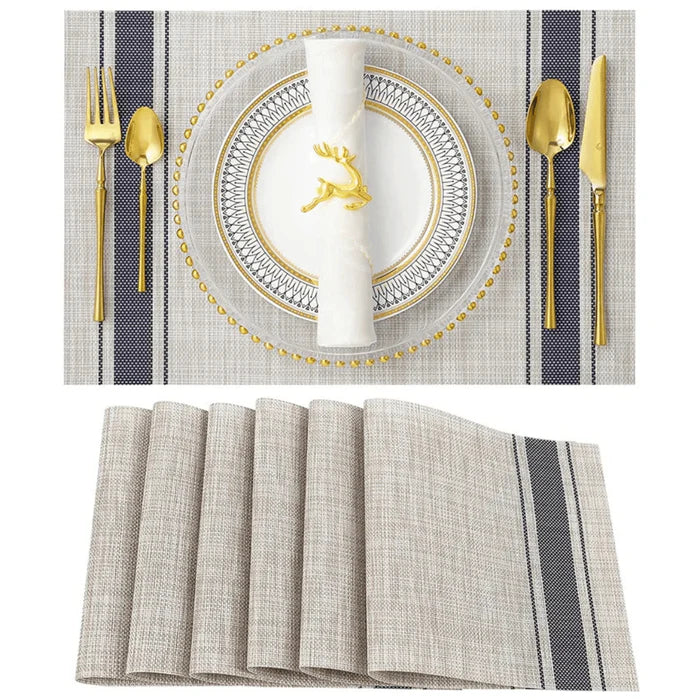 Conjunto de Jogos Americanos em Tecelagem de Bambu Vivelle, design luxuoso, resistente e fácil de limpar, ideal para decoração da mesa de jantar