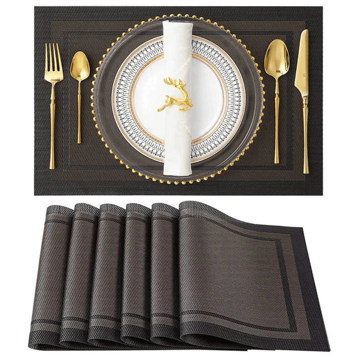 Conjunto de Jogos Americanos em Tecelagem de Bambu Vivelle, design luxuoso, resistente e fácil de limpar, ideal para decoração da mesa de jantar