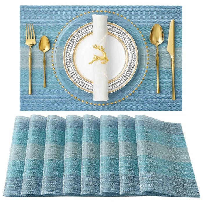 Conjunto de Jogos Americanos em Tecelagem de Bambu Vivelle, design luxuoso, resistente e fácil de limpar, ideal para decoração da mesa de jantar