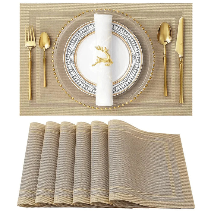 Conjunto de Jogos Americanos em Tecelagem de Bambu Vivelle, design luxuoso, resistente e fácil de limpar, ideal para decoração da mesa de jantar