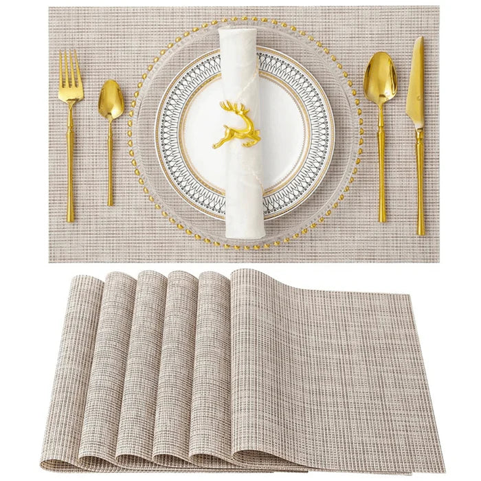 Conjunto de Jogos Americanos em Tecelagem de Bambu Vivelle, design luxuoso, resistente e fácil de limpar, ideal para decoração da mesa de jantar