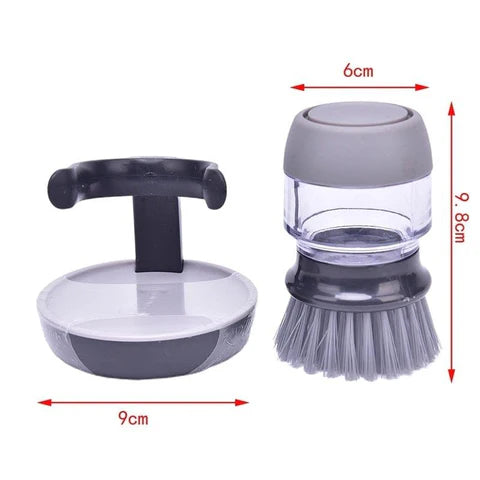 Escova Dispenser para Louça Vivelle com cerdas resistentes, dispenser de detergente integrado e suporte para armazenamento prático.