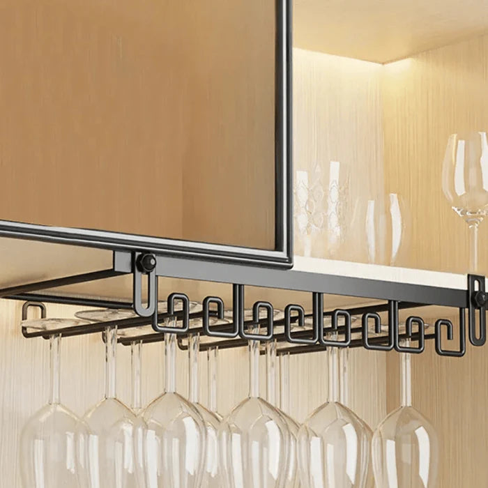 Suporte de Taças de Vinho Vivelle em aço inoxidável, design sofisticado e resistente, ideal para organização de taças em cozinhas e bares.