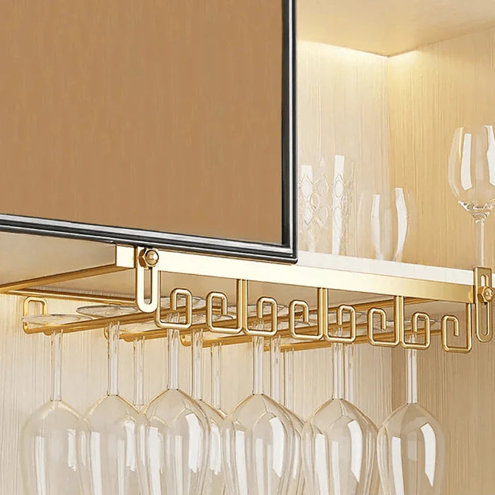 Suporte de Taças de Vinho Vivelle em aço inoxidável, design sofisticado e resistente, ideal para organização de taças em cozinhas e bares.