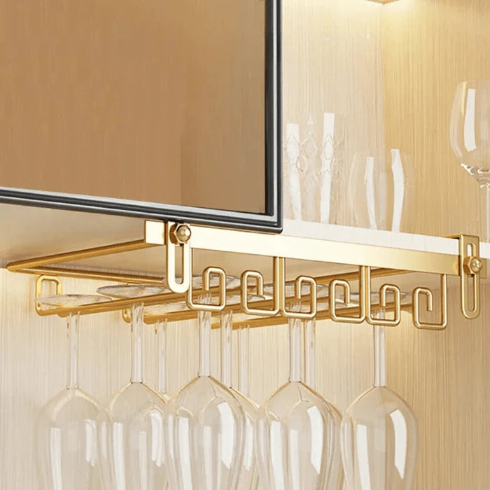 Suporte de Taças de Vinho Vivelle em aço inoxidável, design sofisticado e resistente, ideal para organização de taças em cozinhas e bares.