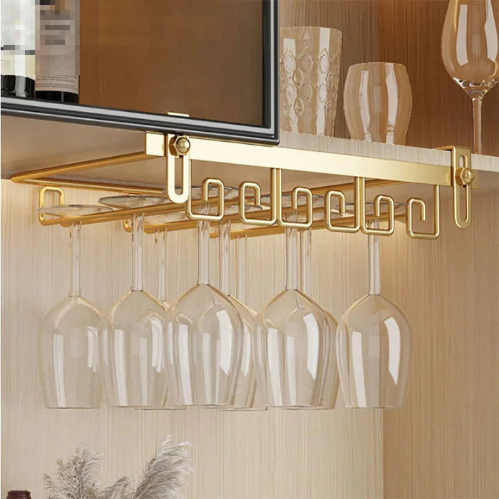 Suporte de Taças de Vinho Vivelle em aço inoxidável, design sofisticado e resistente, ideal para organização de taças em cozinhas e bares.