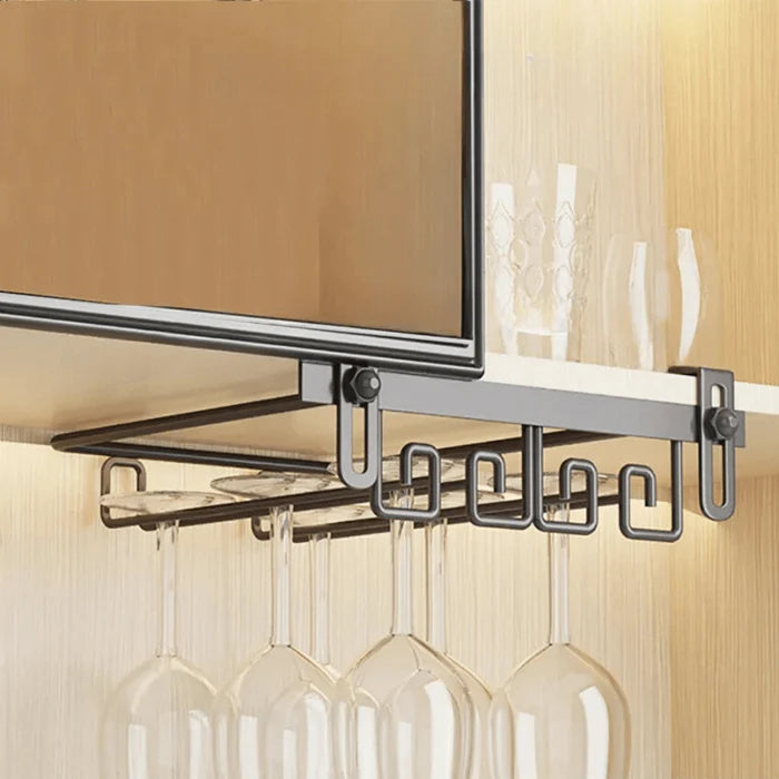 Suporte de Taças de Vinho Vivelle em aço inoxidável, design sofisticado e resistente, ideal para organização de taças em cozinhas e bares.